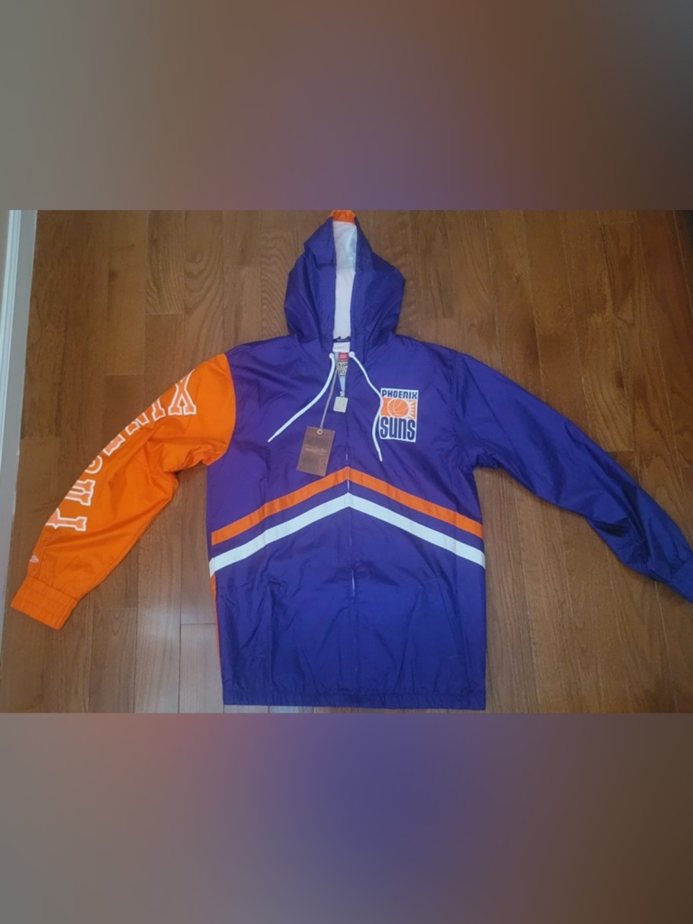 PHX Suns Mitchell & Ness Purple and Orange NBA Hooded Windbreaker